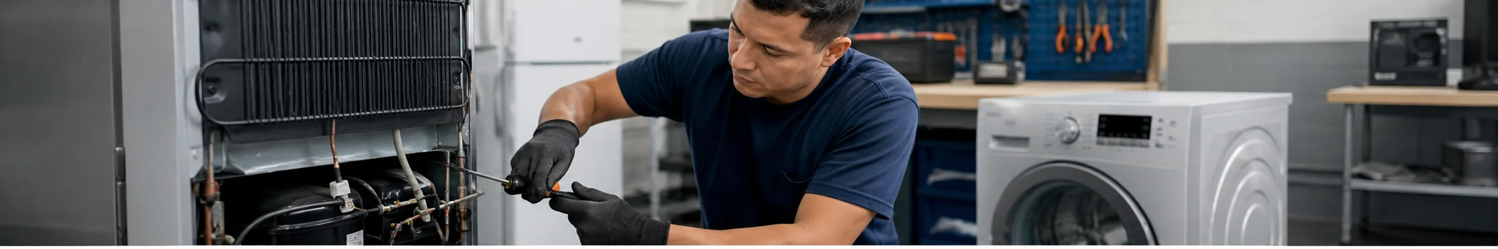 Profissional realizando atendimento de assistência técnica de micro-ondas